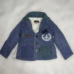 バックアレイ90デニムボアジャケットPEACEマーク刺繍プリントブーフーウー完売