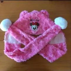 最終価格 ディズニー ミニー 耳つき ボア フード キャップ マフラー 一体型