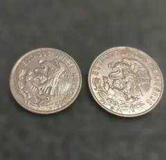メキシコ硬貨 2枚組 25・50センターボ1964年 古銭 アンティーク　良品