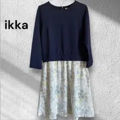 ikka ネイビー 花柄 ワンピースのサムネイル