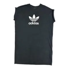 adidas アディダス トレフォイル ロゴ ノースリーブTシャツ ブラックＬ