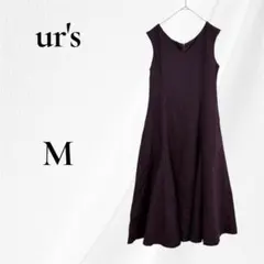 ur’s アールズ ロングワンピース フレア Aライン ノースリーブ 茶 M