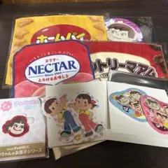 ペコちゃんのお菓子シリーズ　くじ　タオル　ワッペンバッジ　ステッカーセット