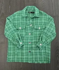 ZARA グリーンチェック柄 ジャケット Mサイズ