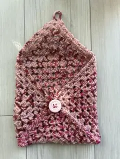 ハンドメイド クロシェ編みポーチ
