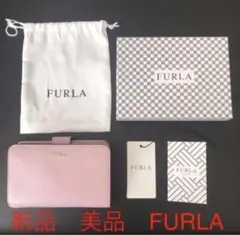 新品　未使用　美品　フルラ  ２つ折り　財布 サイフ　カード　カメリア　ピンク