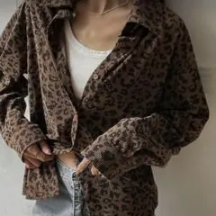 DAZY ヒョウ柄ブラウンシャツ JP-(M)