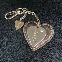 YSL イヴサンローラン ハート チャーム キーホルダー 鏡 ロゴ ゴールド