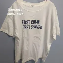 美品★Samansa Mos2 blue ロゴTシャツ ホワイト