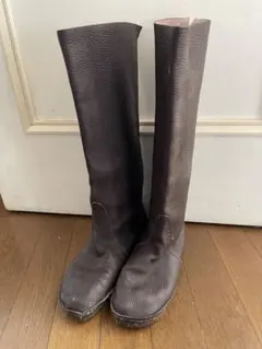 KOOS ダークブラウン レザー ロングブーツ