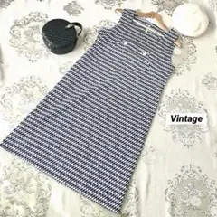 レトロ古着　千鳥格子　60s 青　ワンピース⭐️昭和　ヴィンテージ 夏　チェックのサムネイル