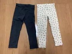 H &M キッズレギンス無地とハート柄2枚セット