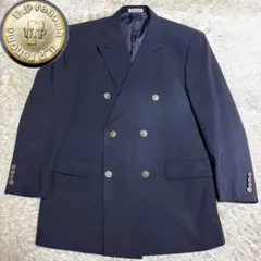 M〜L相当　renoma ダブル　テーラードジャケット　ネイビー 紺ブレ