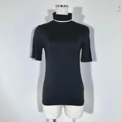 ZARA ザラ　ニット　タートルネック　リブセーター　半袖　ブラック　S