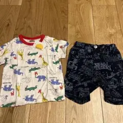 Moujonjon 動物柄Tシャツ　95 ショートパンツセット 90
