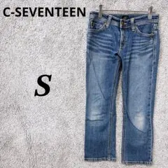 4653 シーセブンティーン デニムパンツ S 青 綿 ローライズ エドウィン