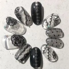 ブラック レース ✾︎ ジェルネイル