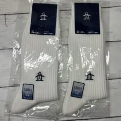 2足セット　24〜26 マンシングウェア　靴下　ゴルフ　ソックス　ペンギン　白