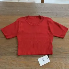 GRLグレイル 半袖リブニット M 赤