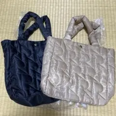 リンガーハット R型キルティングバッグ 黒　アイボリー　新品・未使用のサムネイル