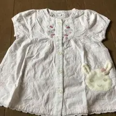 クーラクールウサギ刺繍付きホワイトシャツ90