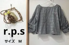 【r.p.s】美品グレンチェック花柄刺繍バルーンスリーブ長袖トップスのサムネイル