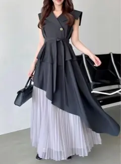 dazzlin アシメプリーツトレンチワンピース