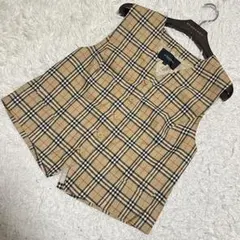 ノバチェック バーバリーロンドン ジレ ベスト スタンドカラー ジップアップ ノバチェック バーバリーロンドン ジレ ベスト スタンドカラー