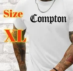 【ゆるカッコいい♡】白 ComptonロゴTシャツ XLサイズ