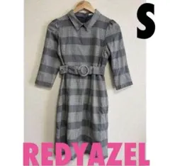 レディアゼル　襟付きチェック柄ワンピース　S　春服　きれいめ　モード　バレエコア