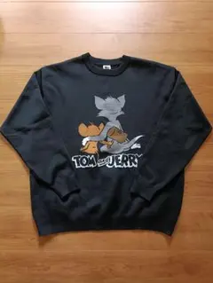 【美品】TOM and JERRY ニットトレーナー L｜キャラ刺繍×大人可愛い