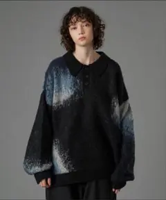 ONCILY シャギーミックスボリュームニットポロ M