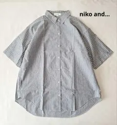 niko and… コットン100% ストライプ半袖 ビッグ ブラウス シャツのサムネイル