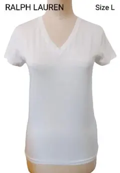 RALPH LAUREN ホワイト Vネック Tシャツ L