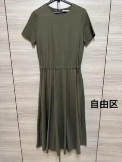 完売品 ユニクロ シアサッカーシャツワンピース 丈短め オリーブ L