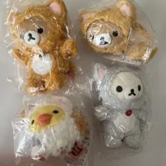 リラックマ(ねこの着ぐるみ)ぶらさげぬいぐるみ 3種セット＋あつめてぬいぐるみ