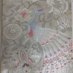 5k2768 袋帯　絹　プラチナ箔　孔雀　銀色　白　ピンク　柄物　和装　着物 2025年最新】九百錦プラチナ箔の人気アイテム - メルカリ