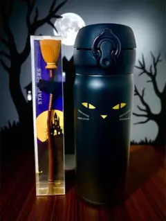【海外限定】値下げ中★スターバックス猫ステンレス製タンブラー&魔女のホウキマドラ