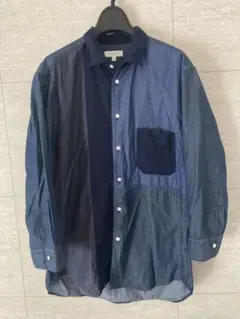 美品　BEAUTY&YOUTH パッチワーク7部丈シャツ　Ｌ