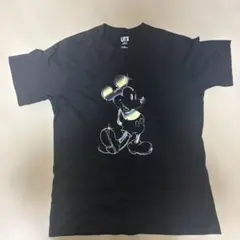 ミッキーマウス プリント Tシャツ 黒