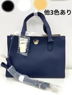 【新品未使用】2WAY トートバッグ ビジネスバッグ ネイビー　紺　レディースのサムネイル