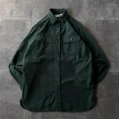 90s L.L.Bean シャモアクロスシャツ 無地 緑 L A639