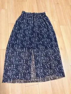 kastne 花柄シフォンスカート ネイビーのサムネイル