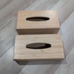 IKEA　竹製ティッシュボックス 2個セット　used×1＆新品未使用×1