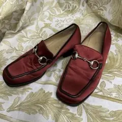 新品 GUCCI ホースビット ローファー ボルドー サテン 23.5cmグッチ