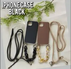 iPhone11 ストラップ ケース ショルダー  スマホ 黒