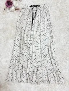 ZARA ザラ　ドット柄　ロングスカート　ベージュ