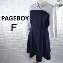 PAGEBOY/ ネイビー ストライプ 切り替えのワンピース/ F