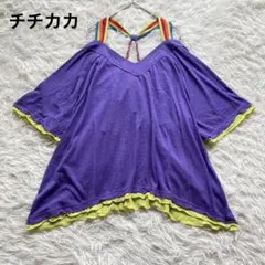 新品 チチカカ　ドルマンTシャツ チュニック　パープル　紫　カラフル　半袖のサムネイル