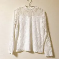 イング　ホワイトレース長袖シャツ